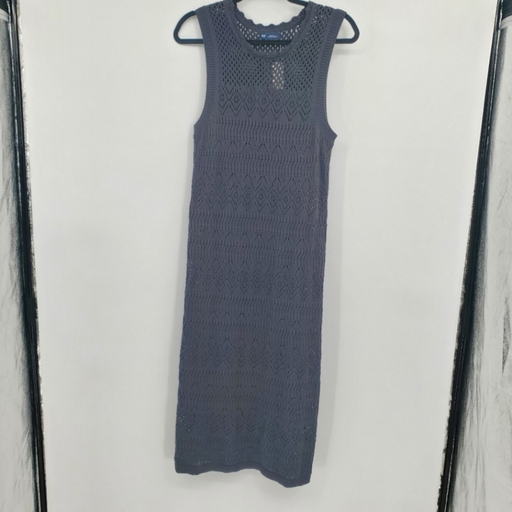♧ GAP Black Crochet Sleeveless Midi Dress Size Medium Tall NWT